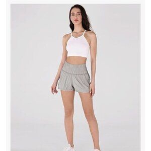 Ododos Women’s Gray Bubble Shorts‎ Size L Lined  High Rise Waist Hidden Pocket